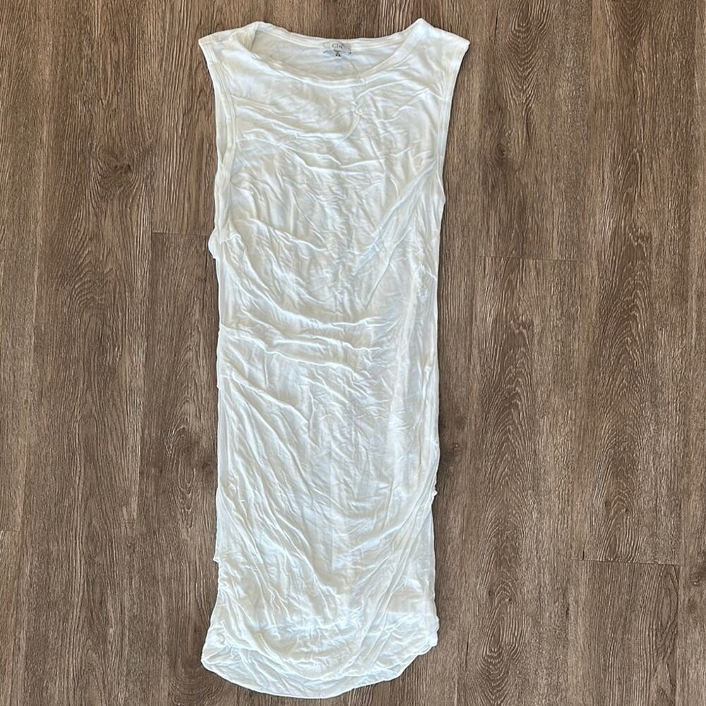 CLU Sleeveless Bodycon Ruched Dress White Size XS High Neck